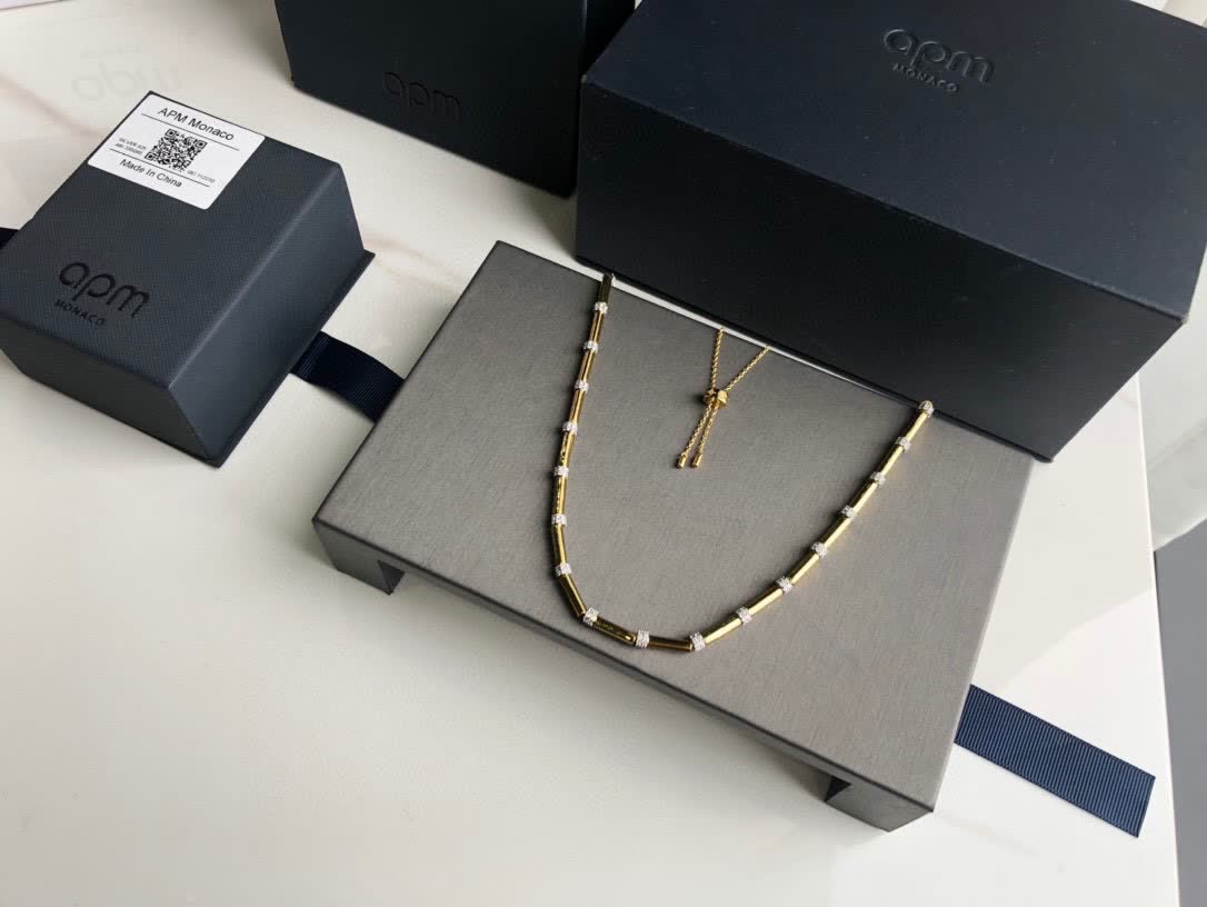 APM Monaco Yellow Gold and Diamond Necklace